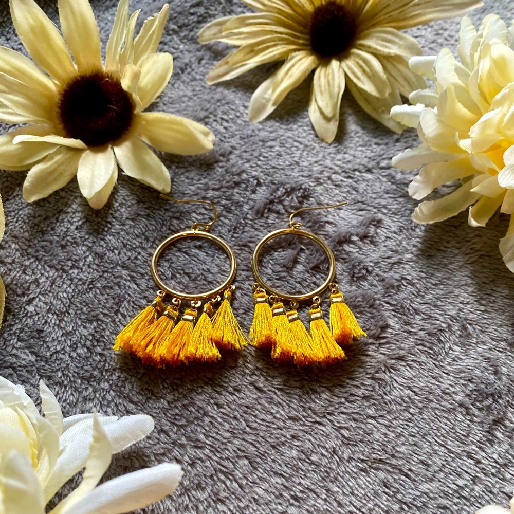 Yellow Tassle Earrings